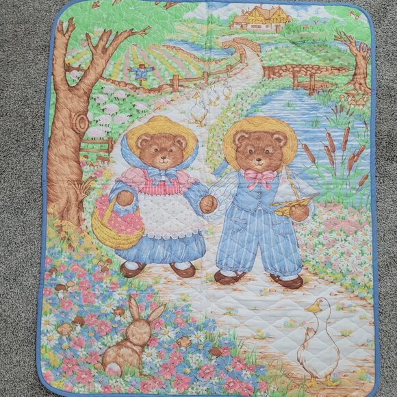 Bears in the Park Baby Quilt  35 X 42 " - Picture 1 of 6